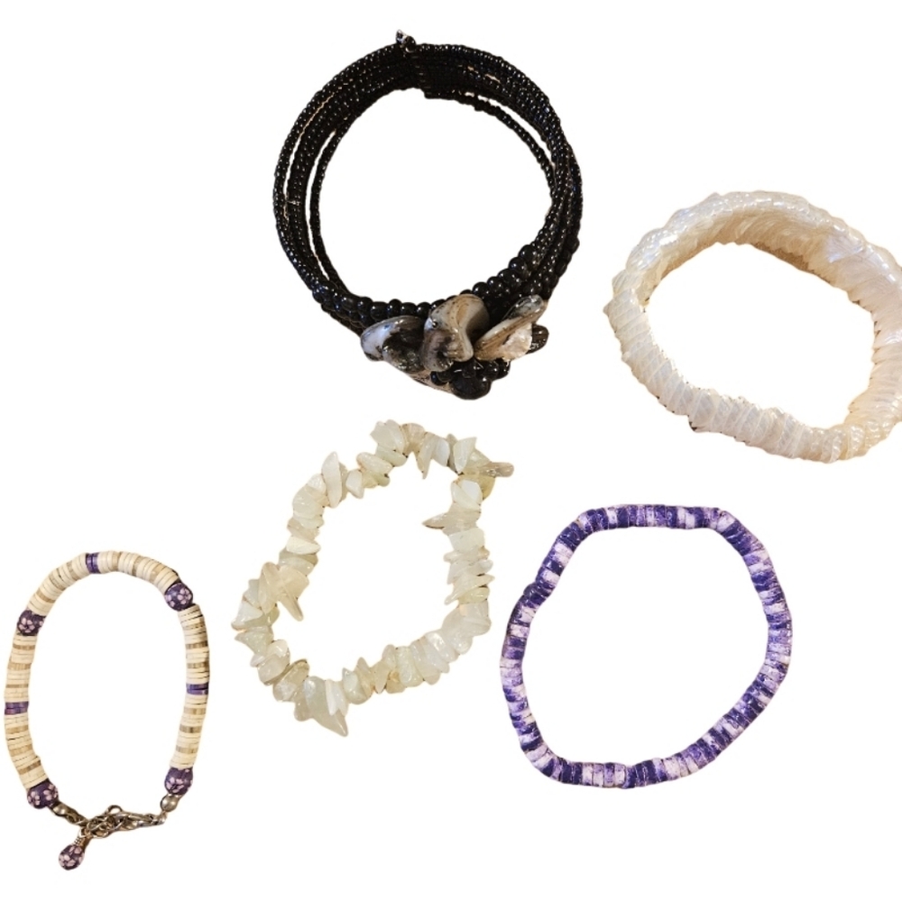 Lot 6 Pc Shell Bracelets Assorted - image 2
